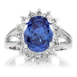 Emitations Inspired Kate Middleton Princess Diana Ring - Silver Tone - Light Sapphire.jpg